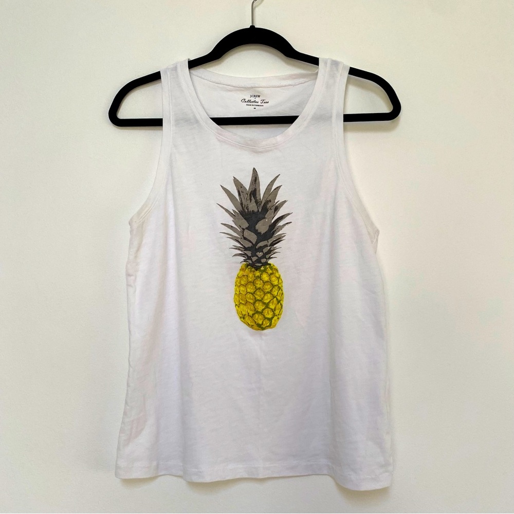 J. Crew Pineapple Sleeveless Cotton Top White Medium